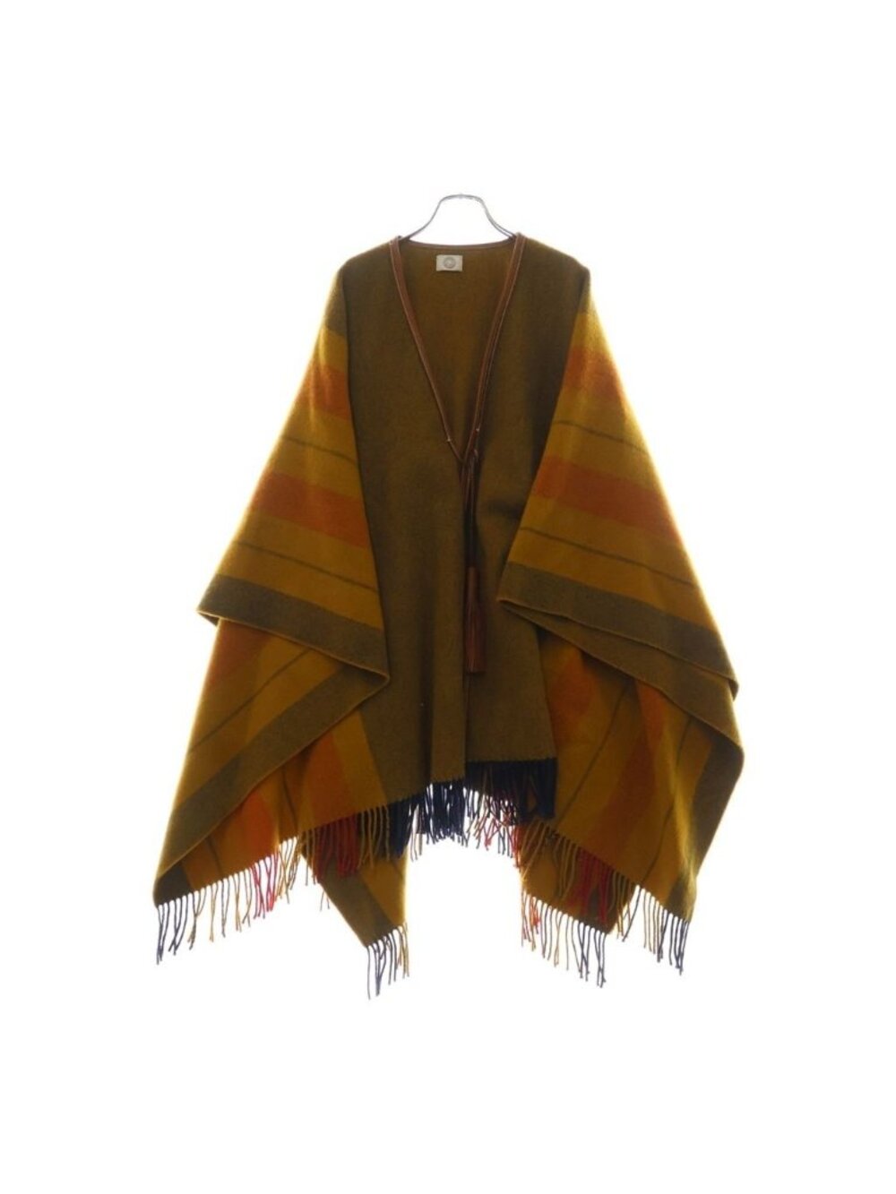 Hermes Rocabar Tassel Poncho Wool Cashmere Yellow
